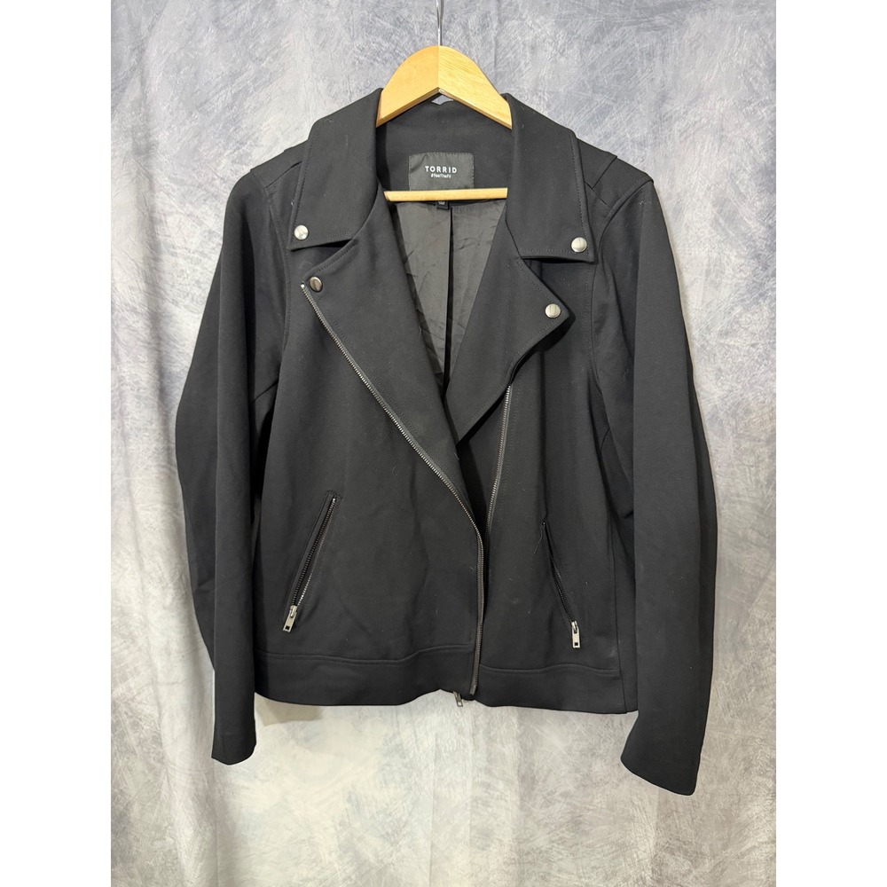 Torrid Black Scuba Knit Moto Jacket Asymmetrical Zip Plus Size 3 3X